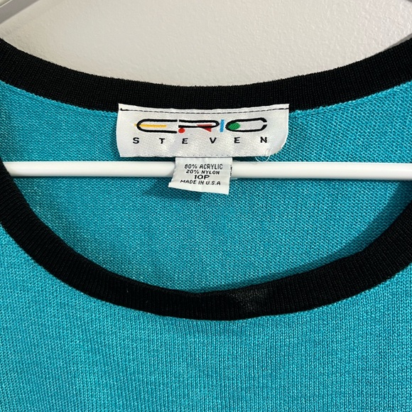 Aqua Blue Tank Top with Black Trim - Picture 3 of 3